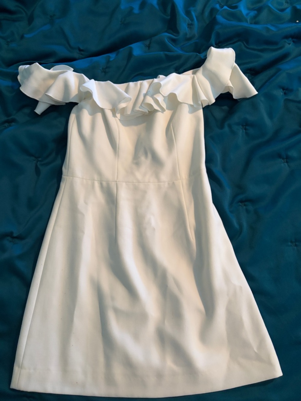 French Laundry Strapless Ruffle White Dress